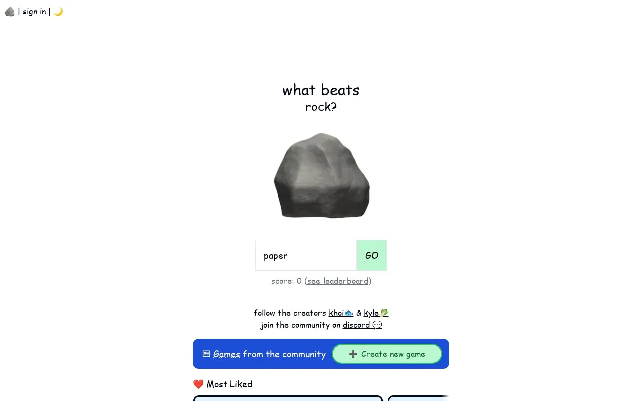 WhatBeatsRock homepage screenshot