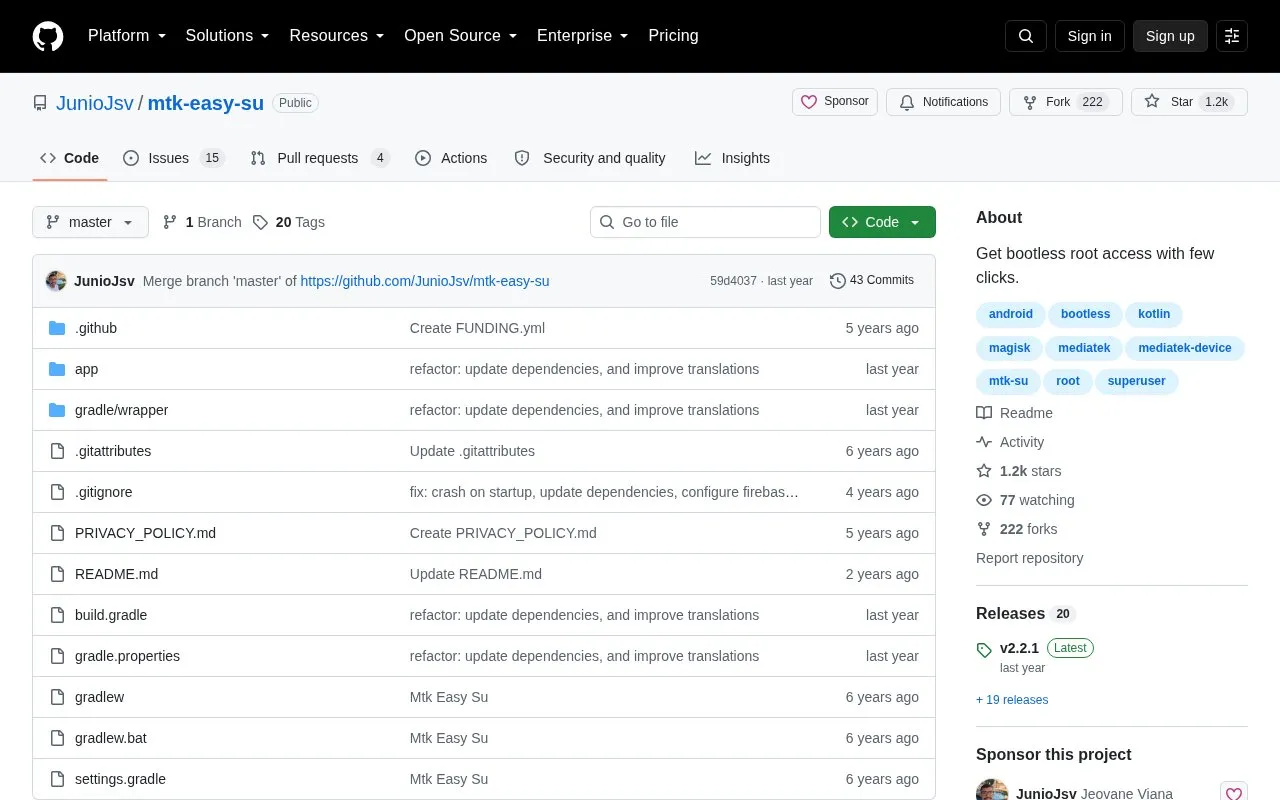 Mtk Easy Su homepage screenshot