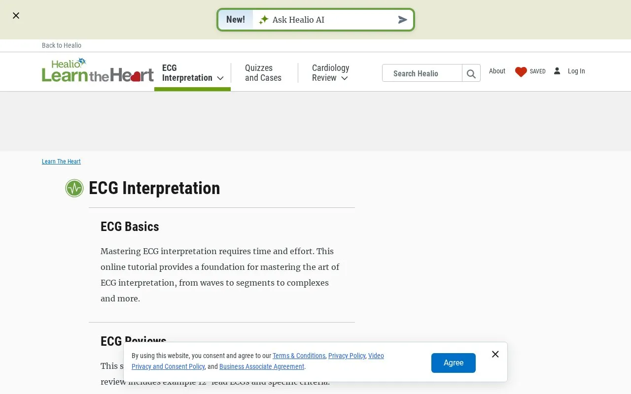 Healio ECG Review homepage screenshot
