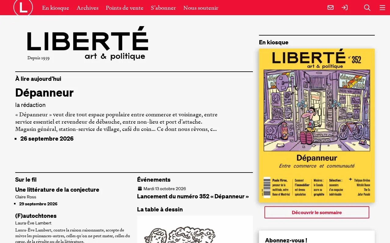 Liberté homepage screenshot