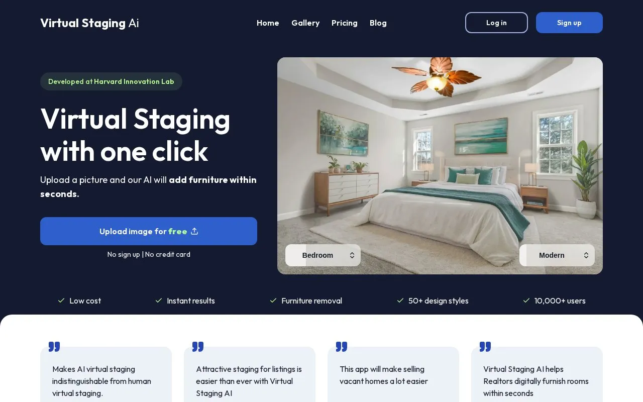 Virtual Staging AI homepage screenshot