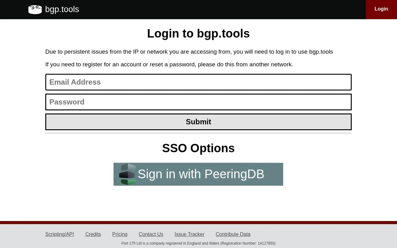 BGP.tools homepage screenshot