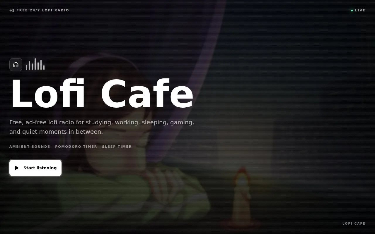 LofiCafe homepage screenshot