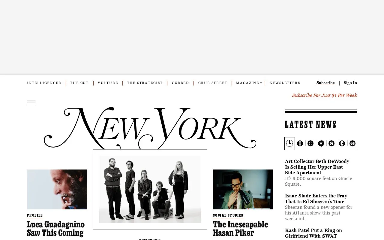 New York homepage screenshot