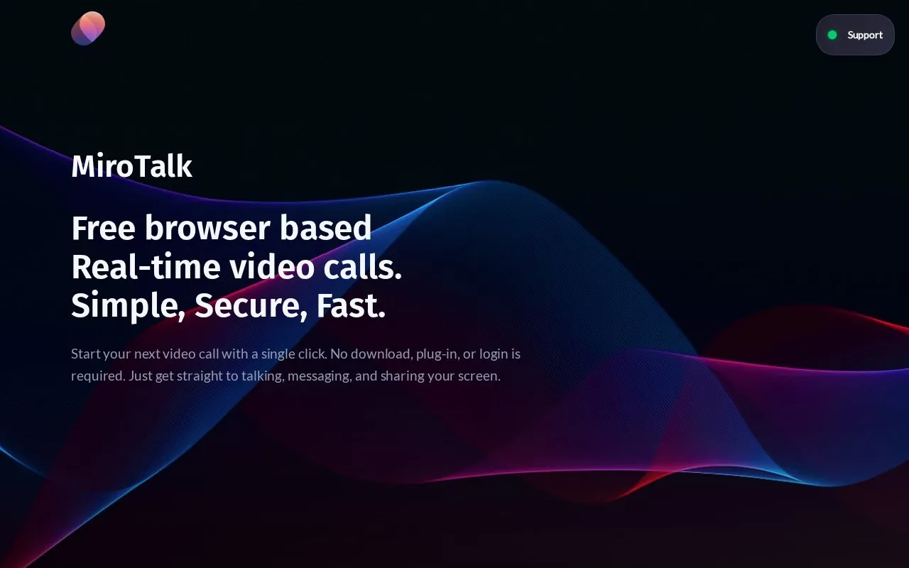 MiroTalk homepage screenshot