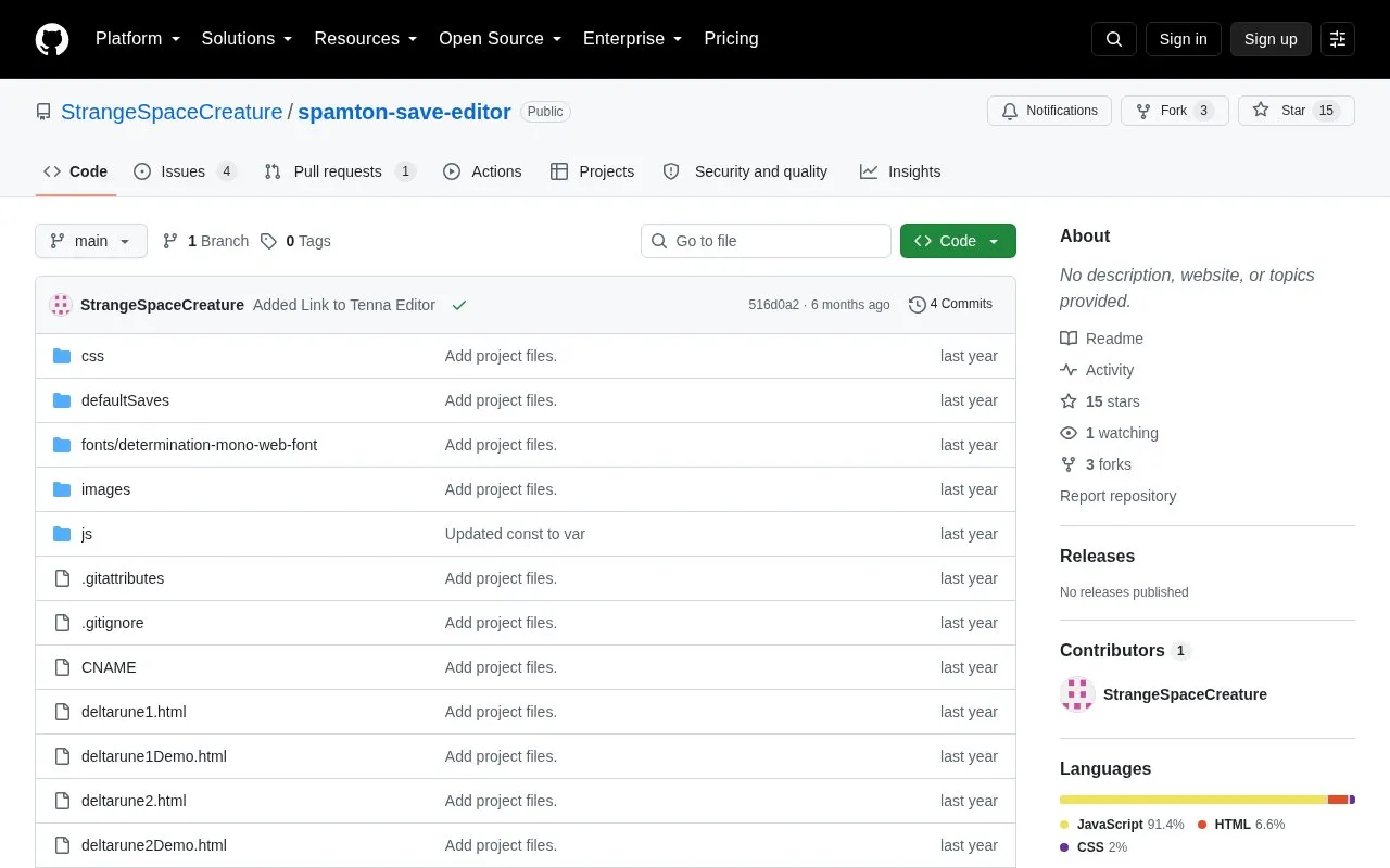 Spamton Save Editor homepage screenshot
