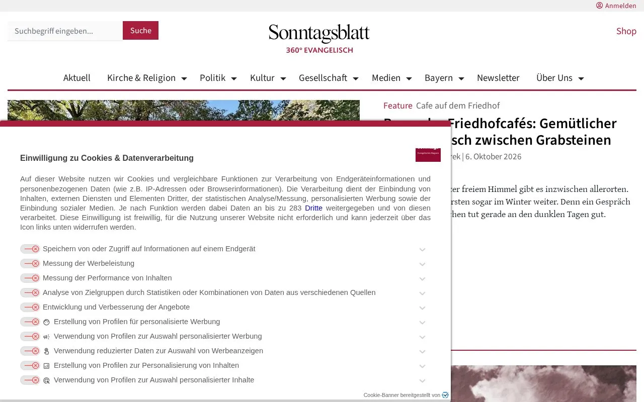 Sonntagsblatt homepage screenshot