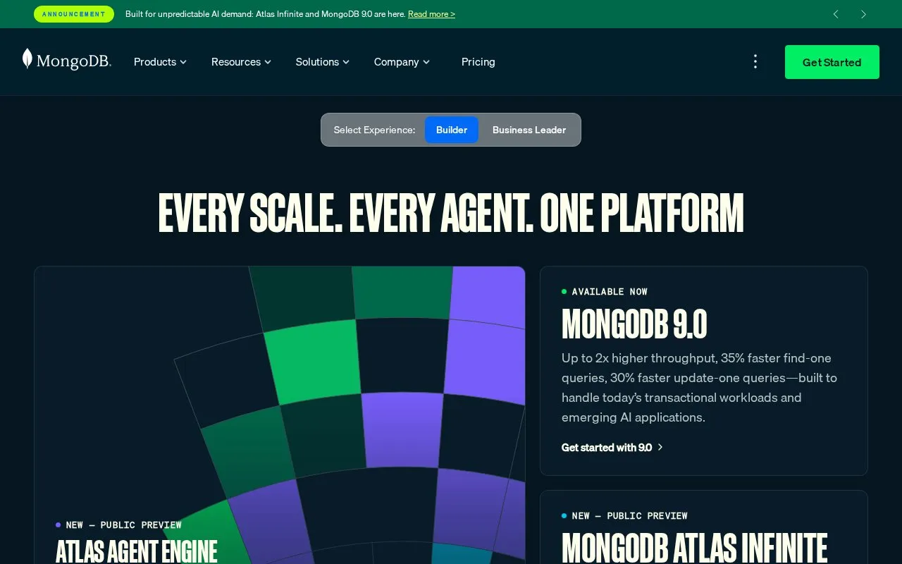 MongoDB homepage screenshot
