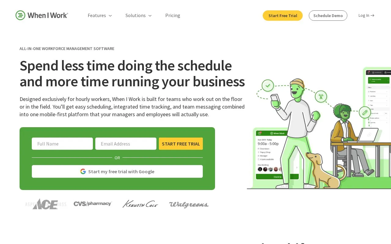 When I Work homepage screenshot