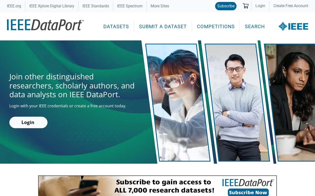 IEEE DataPort homepage screenshot