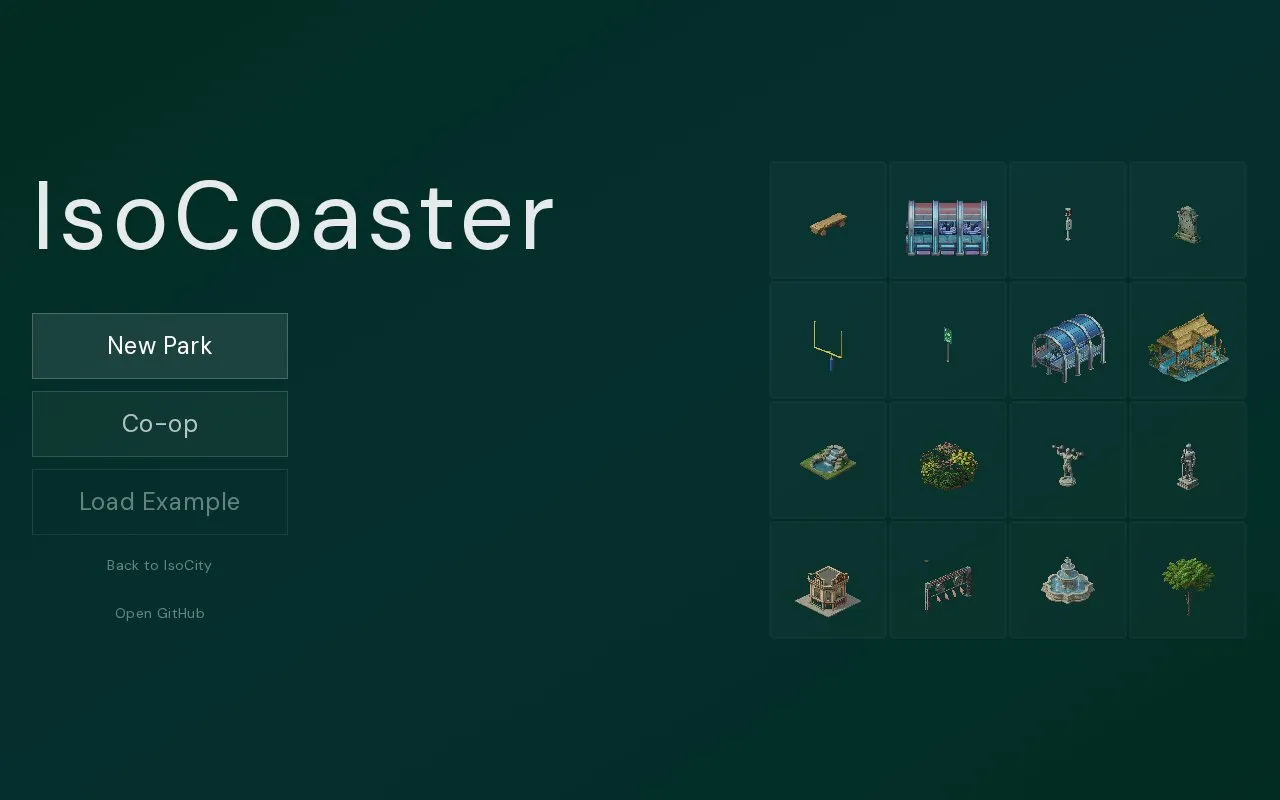 IsoCoaster homepage screenshot