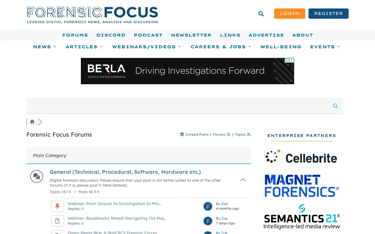 Forensic Focus homepage screenshot