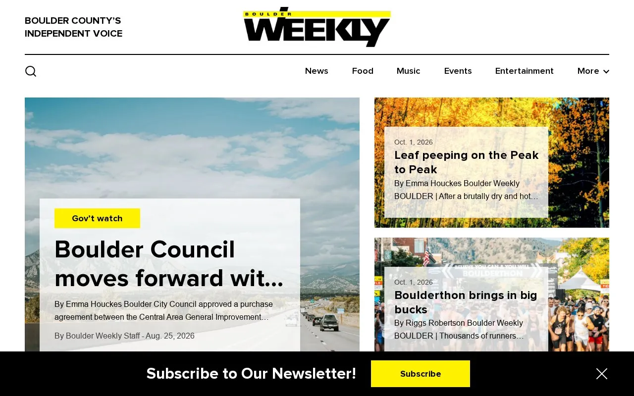 Boulder Weekly homepage screenshot