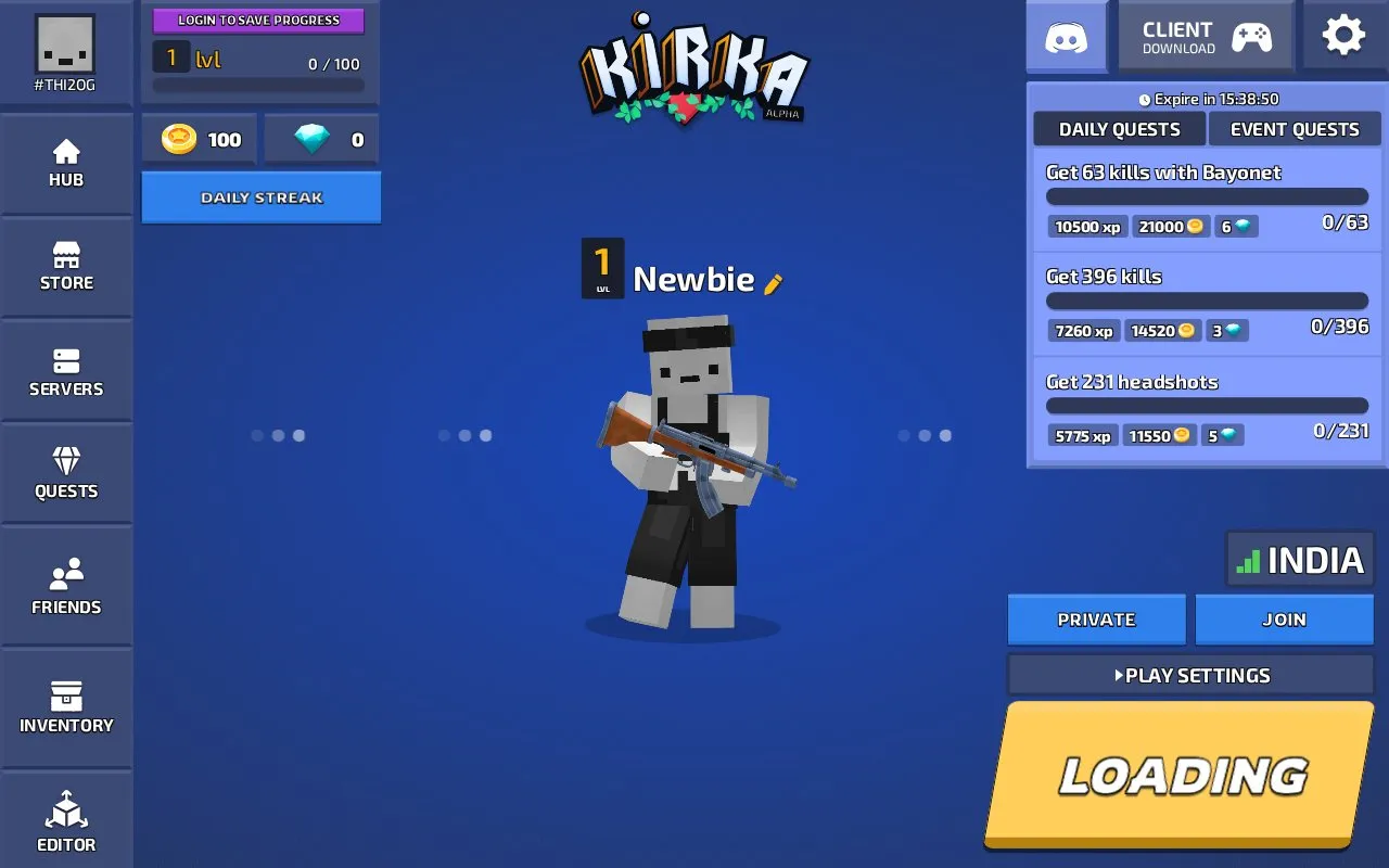 Kirka.io homepage screenshot
