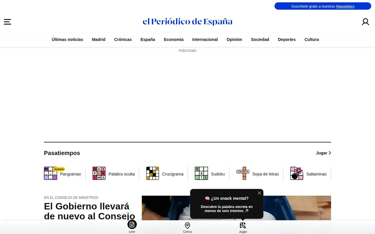 El Periódico de España homepage screenshot