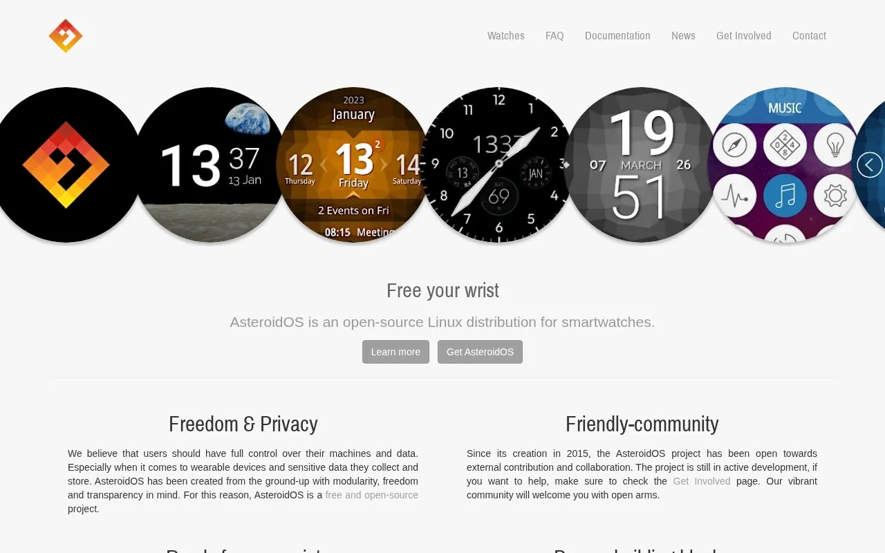 AsteroidOS homepage screenshot