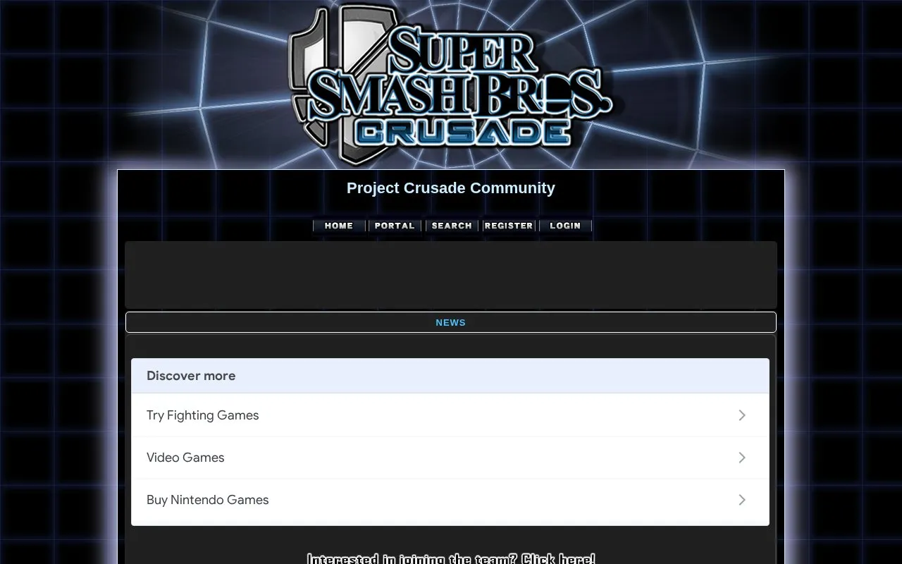 Projectcrusade homepage screenshot