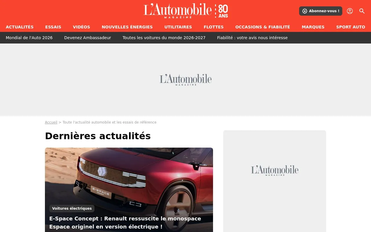 L'Automobile Magazine homepage screenshot