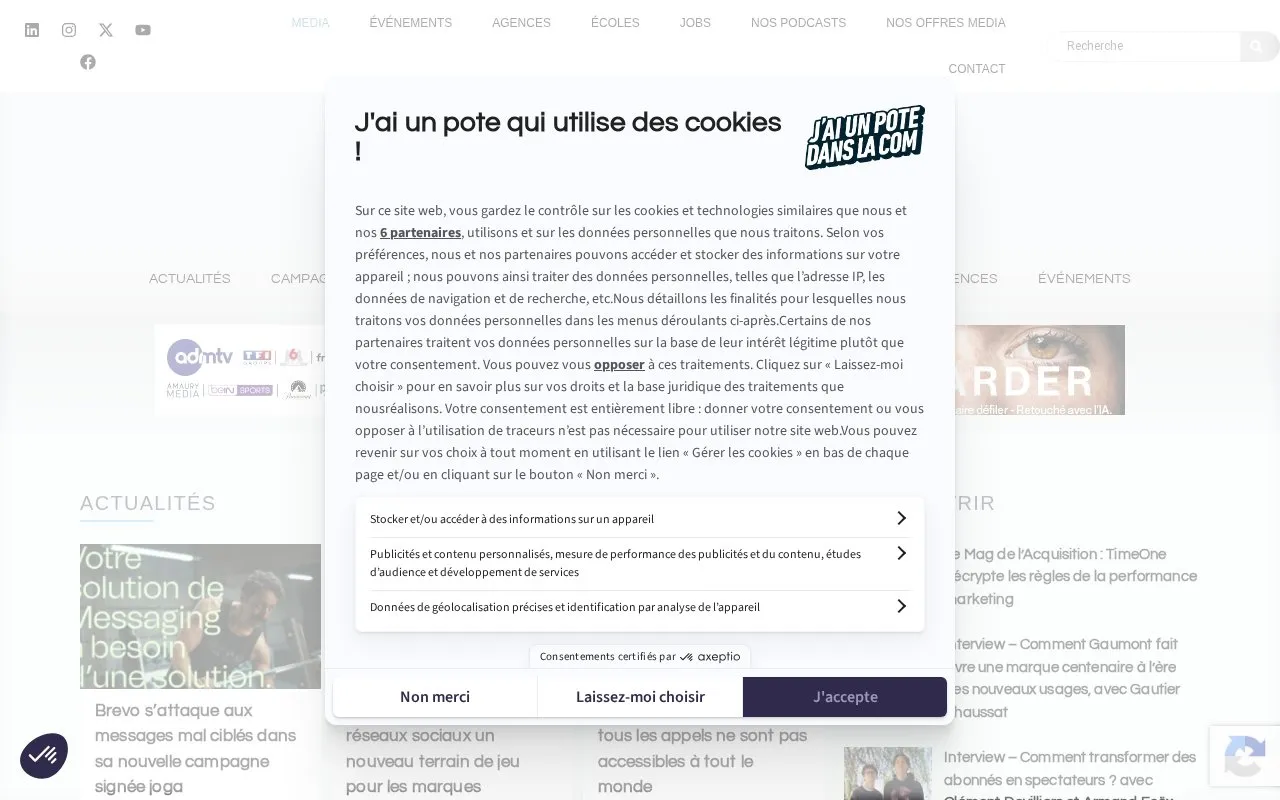 J'ai un pote dans la com homepage screenshot