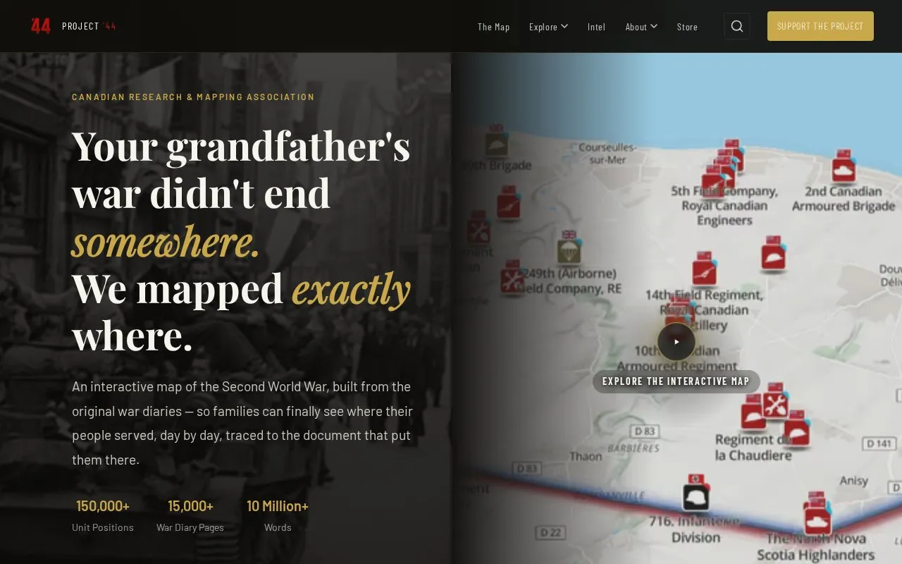 Project ’44 homepage screenshot