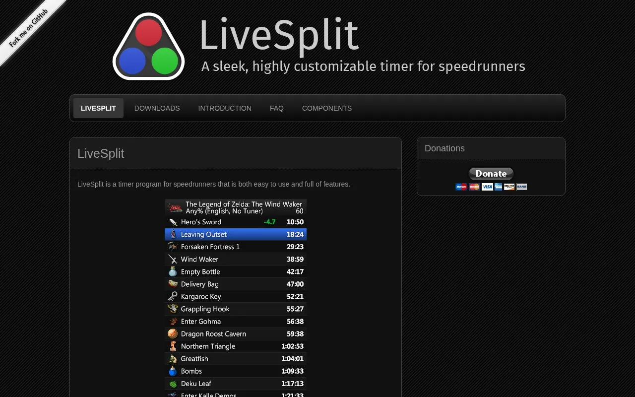 LiveSplit homepage screenshot