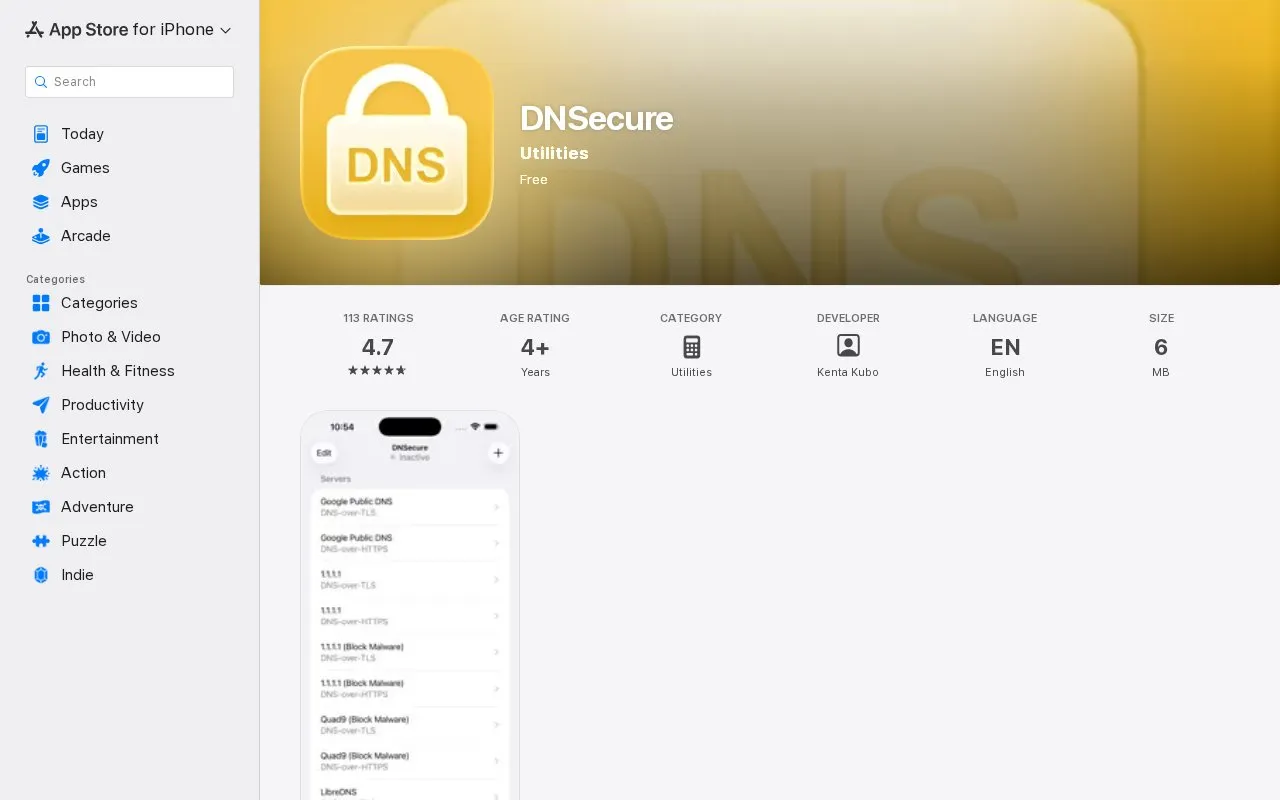 DNSecure homepage screenshot