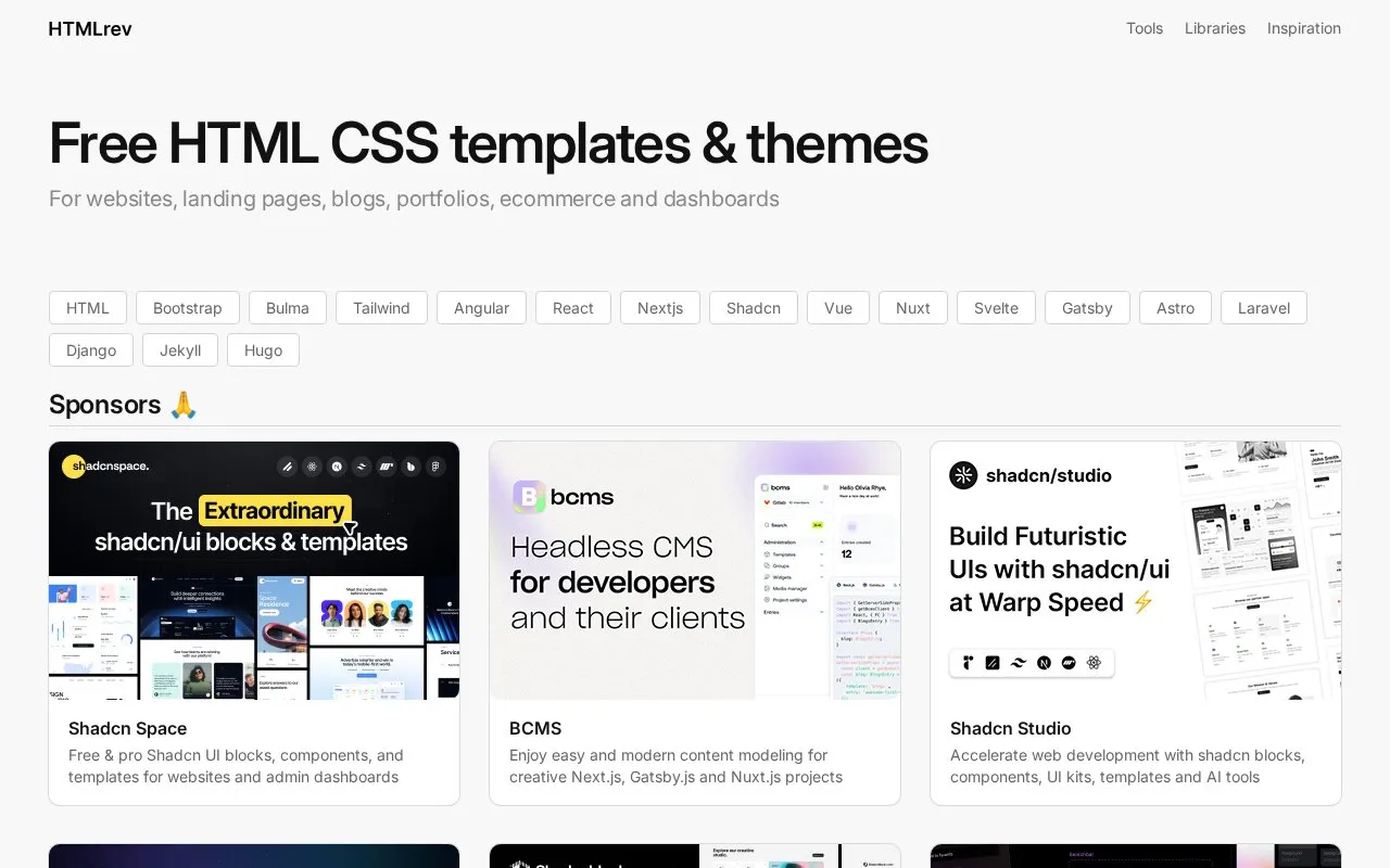 HTMLrev homepage screenshot