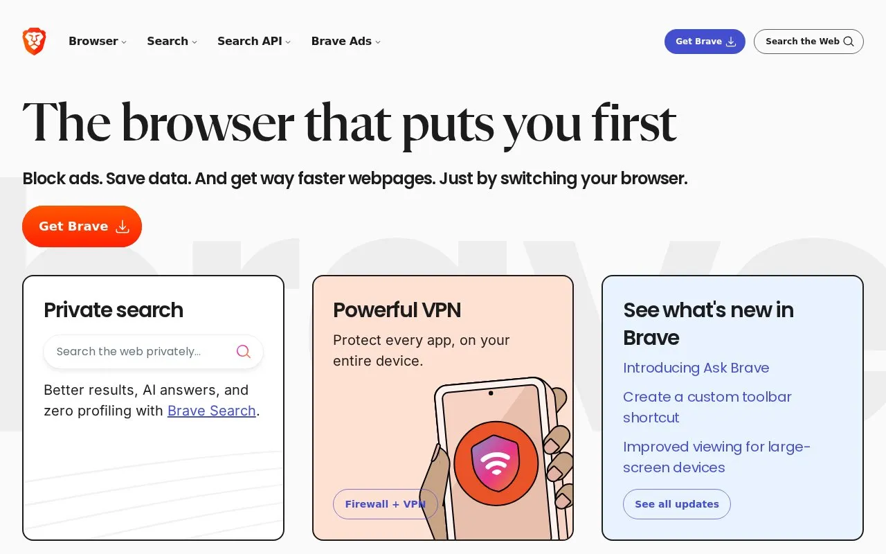 Brave Browser homepage screenshot
