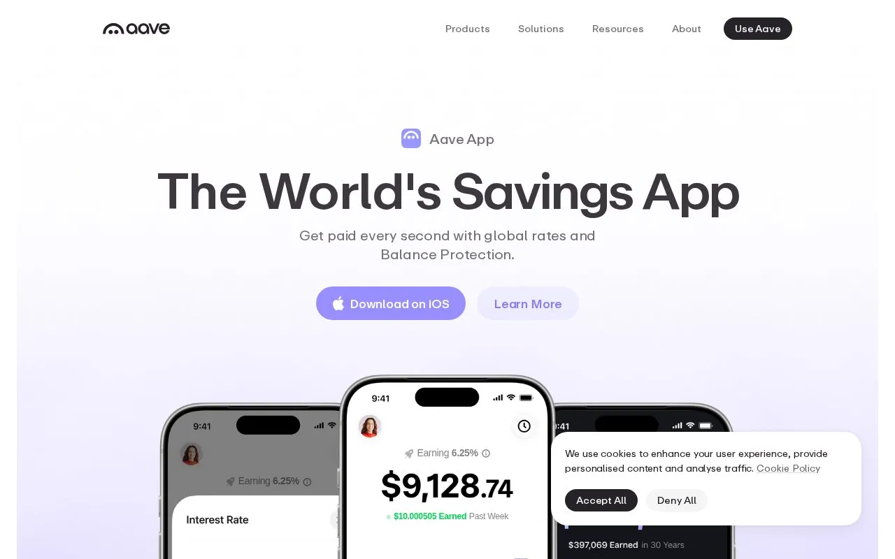 Aave V3 homepage screenshot