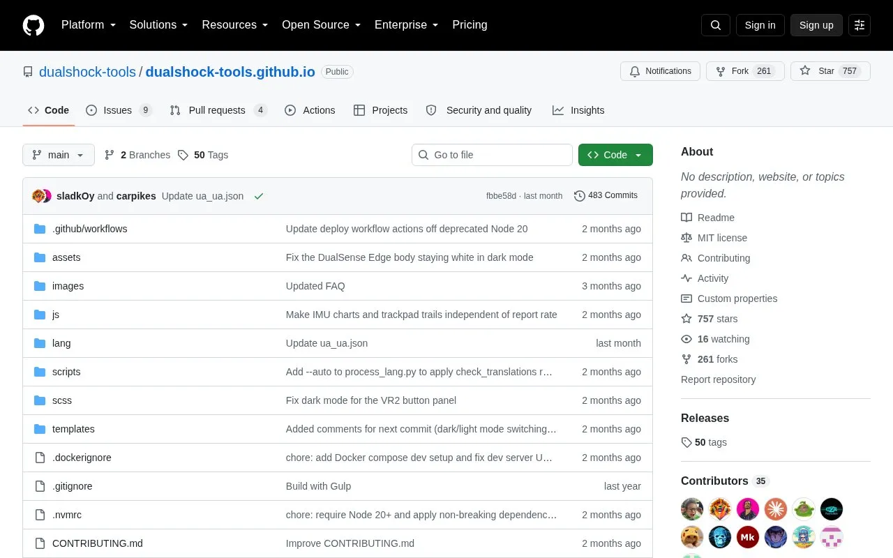 Dualshock Tools.github.io homepage screenshot