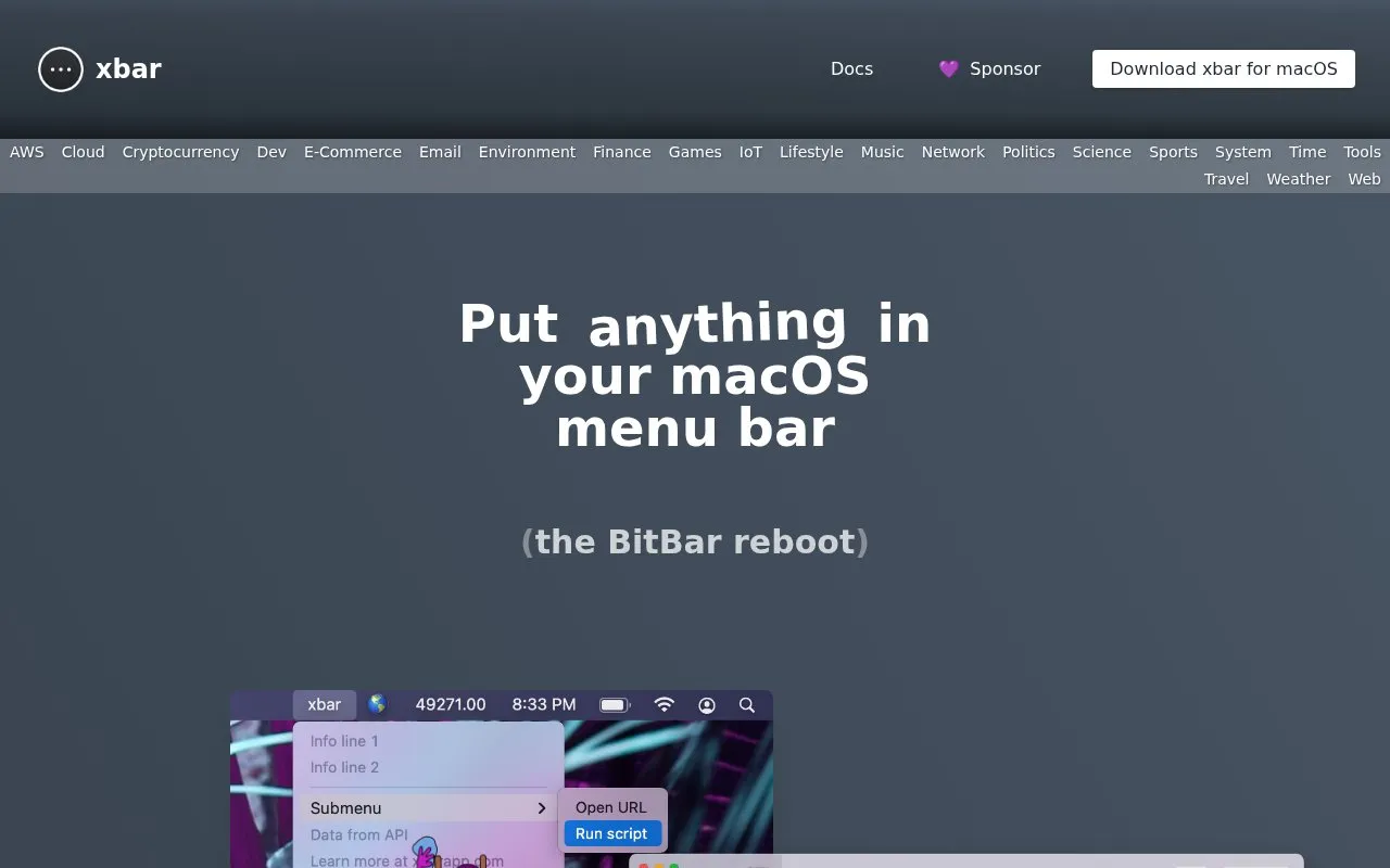 xbar homepage screenshot
