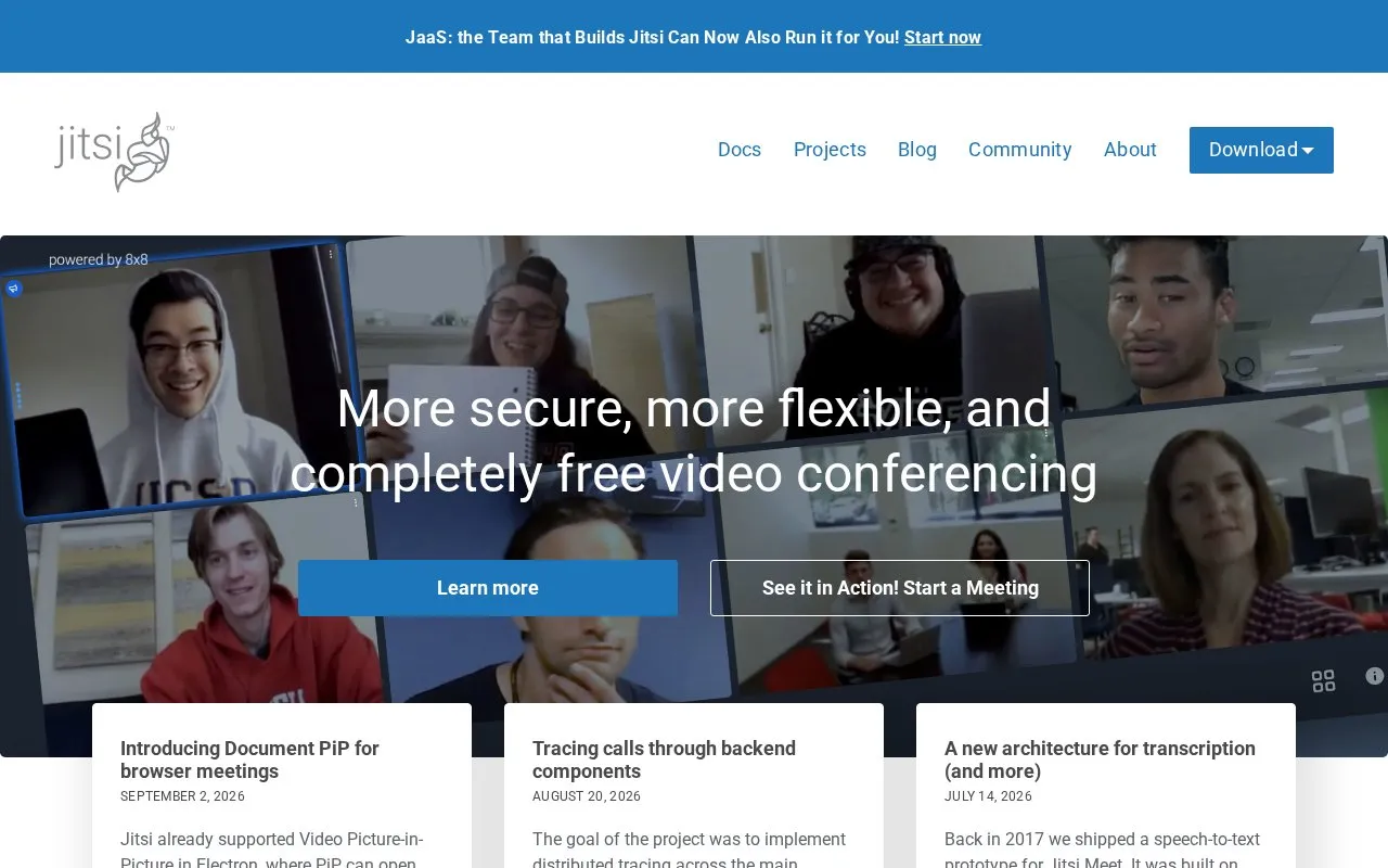 Jitsi homepage screenshot
