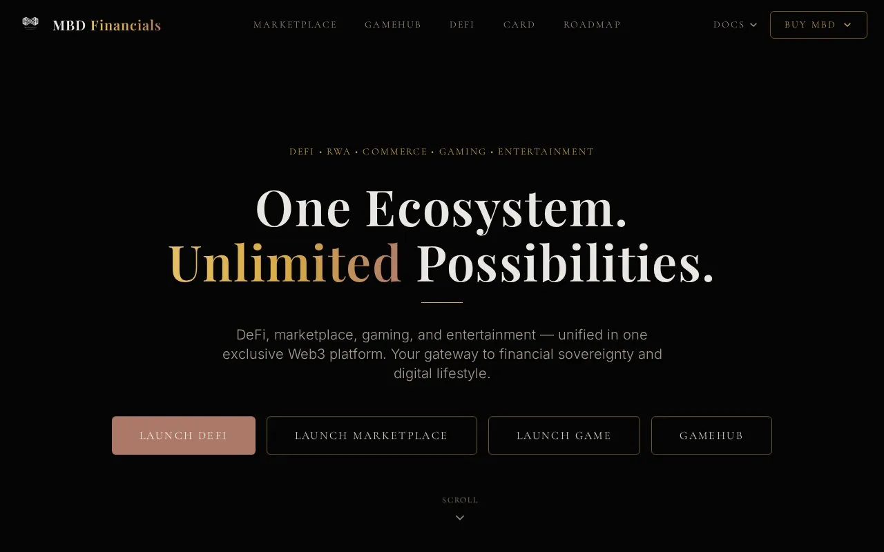 MBD Financials homepage screenshot
