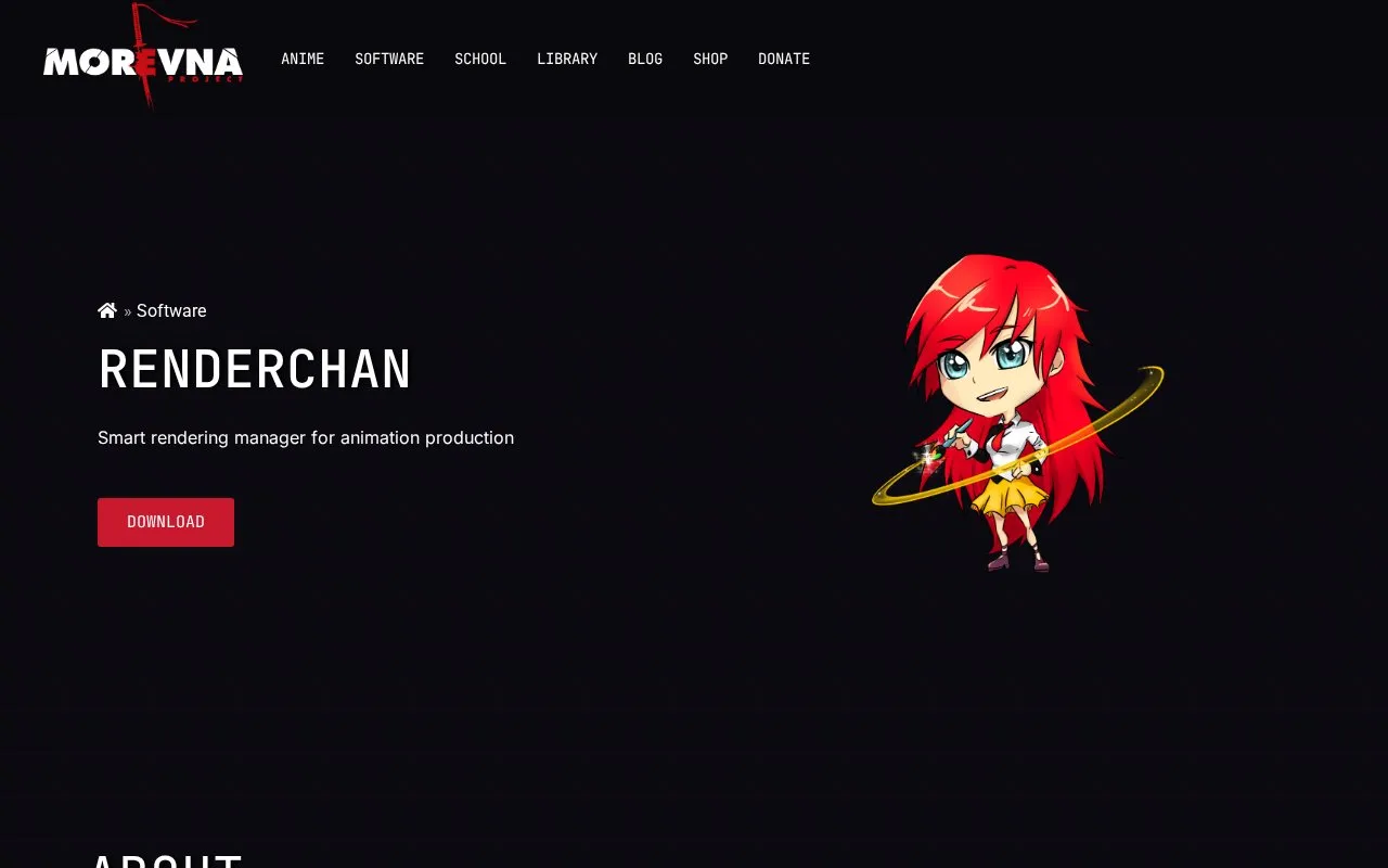 RenderChan homepage screenshot