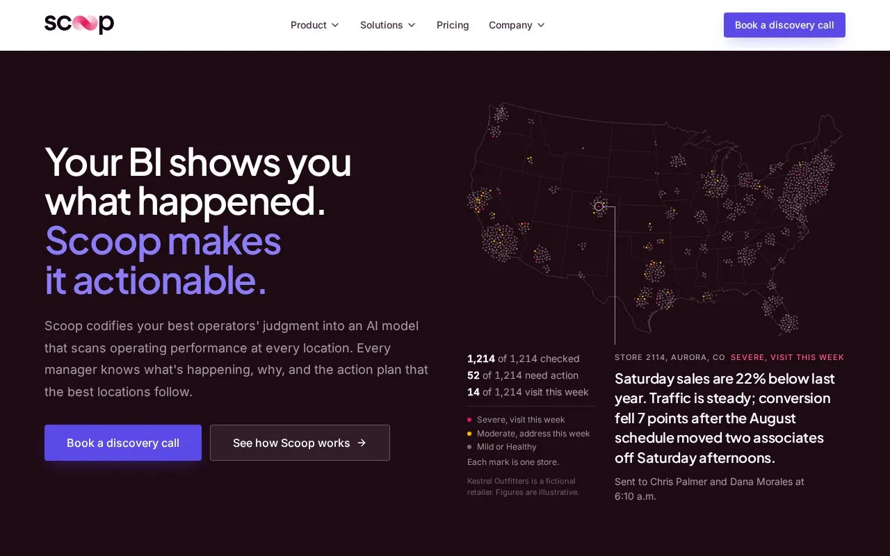Scoop Analytics homepage screenshot