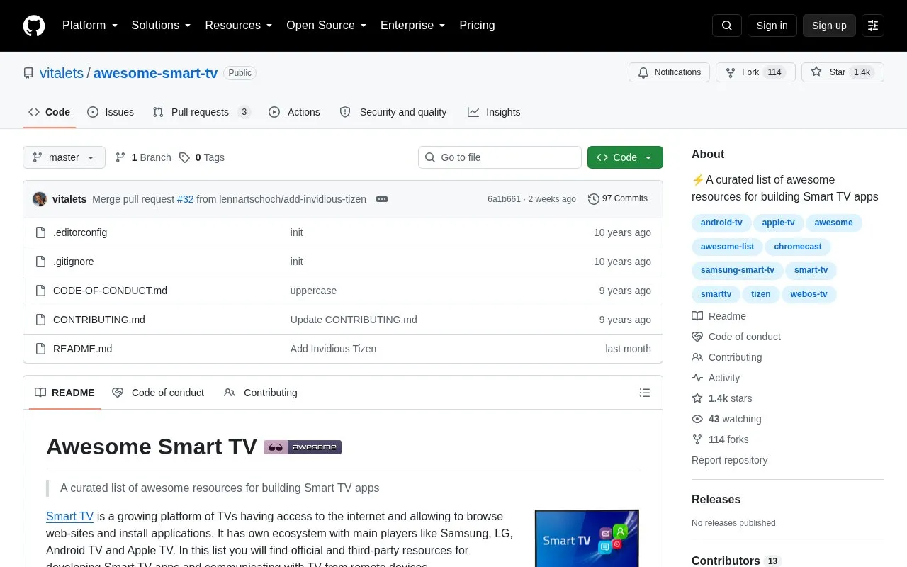 Awesome Smart TV homepage screenshot