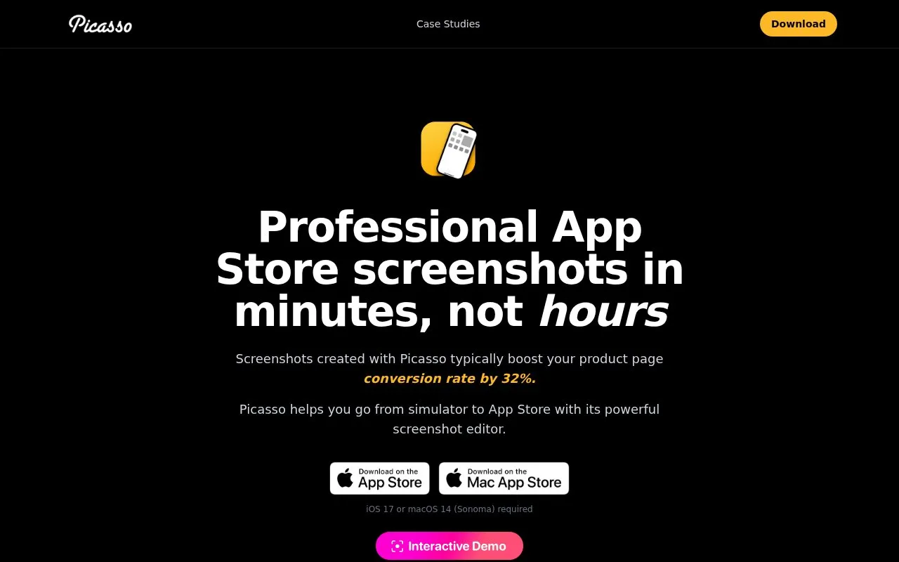 Picasso homepage screenshot