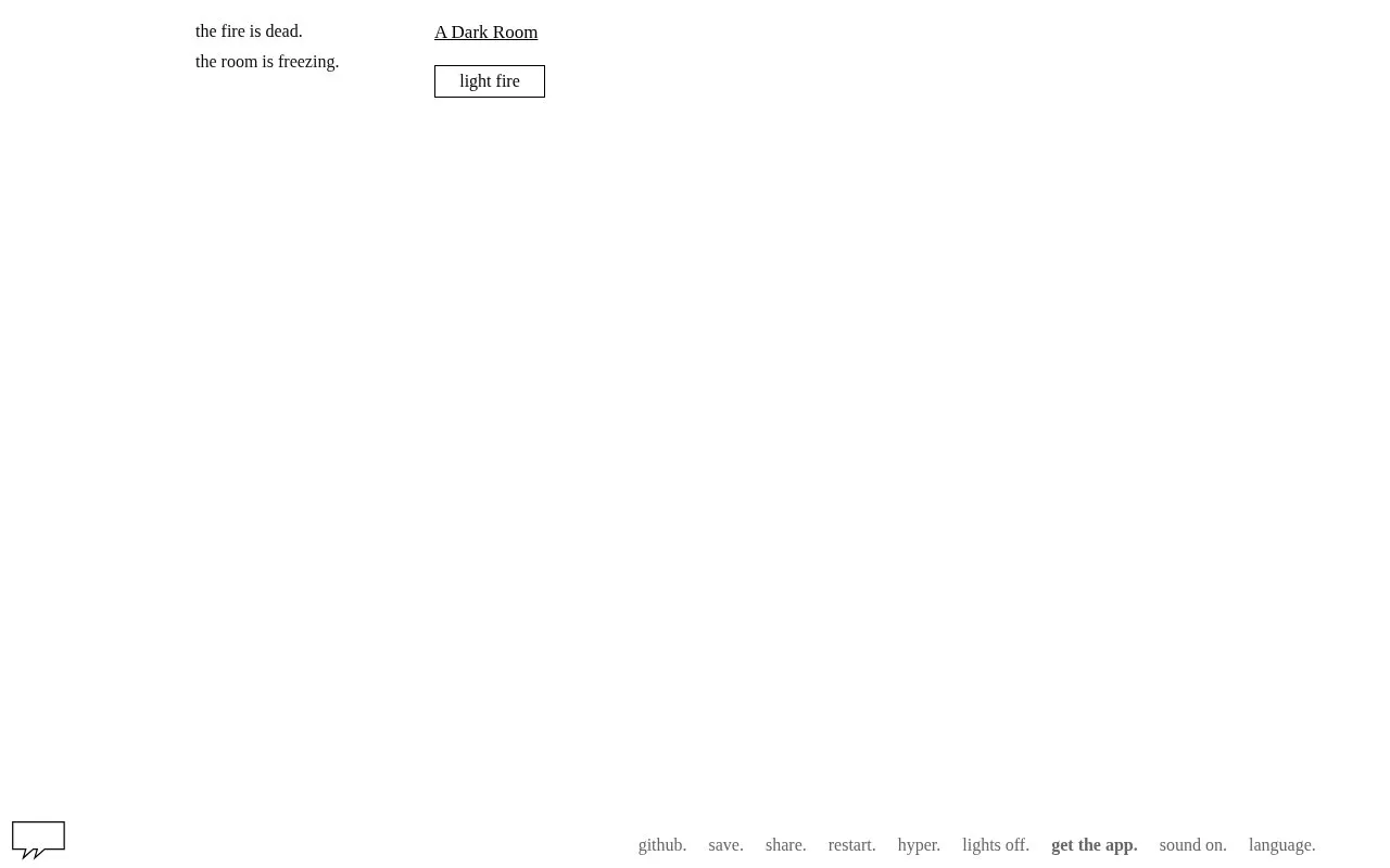 A Dark Room homepage screenshot