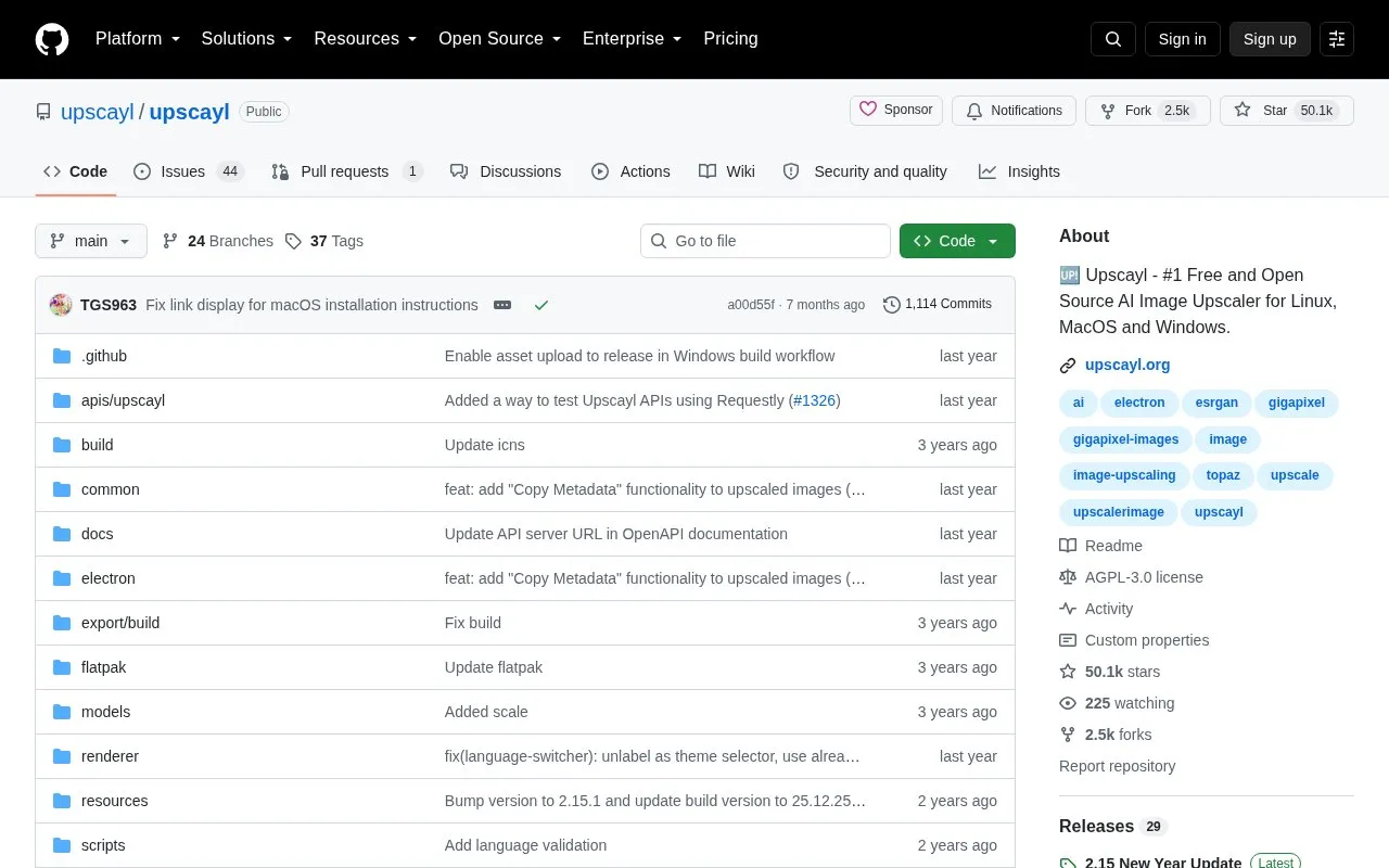 Upscayl homepage screenshot