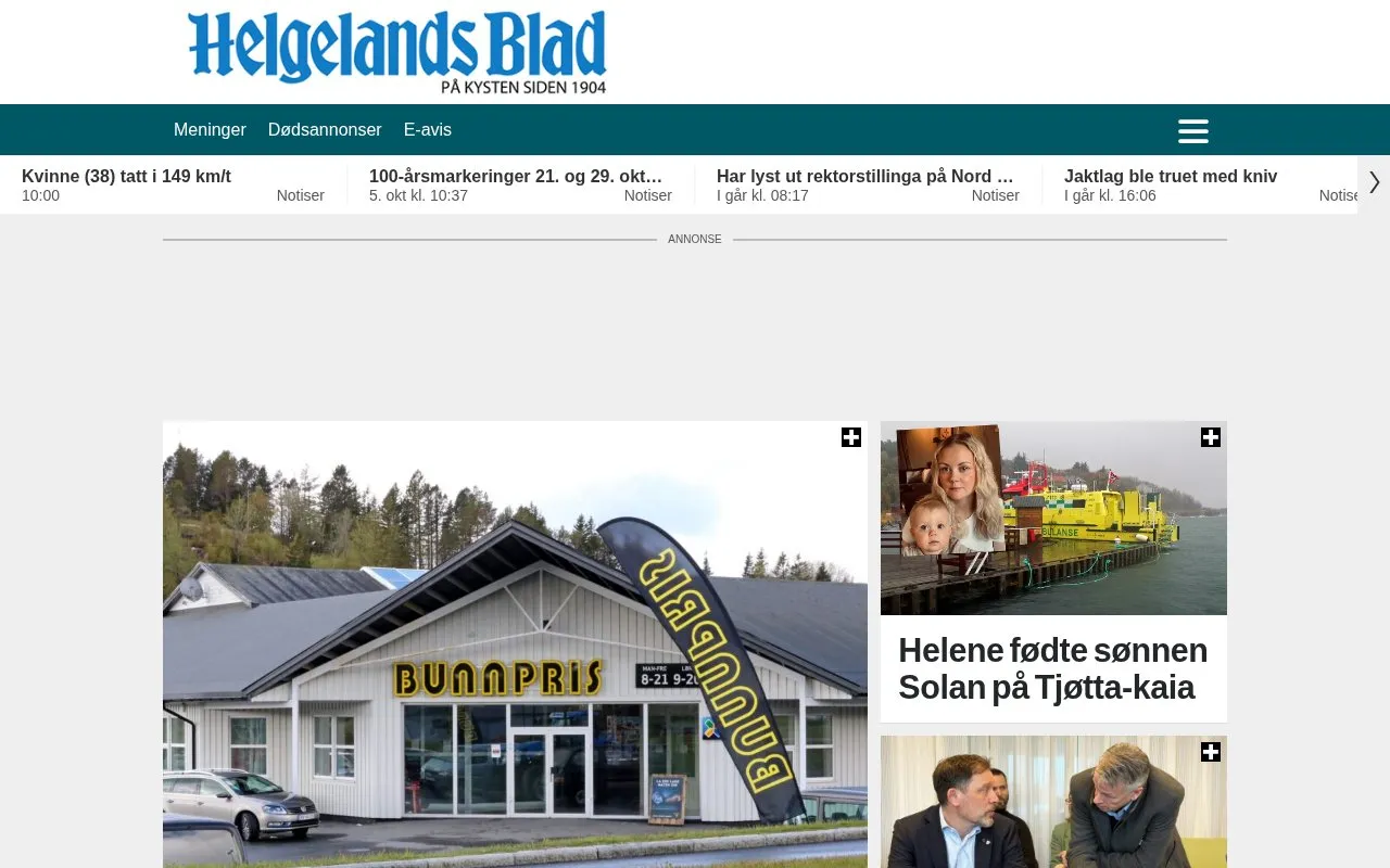 Helgelands Blad homepage screenshot