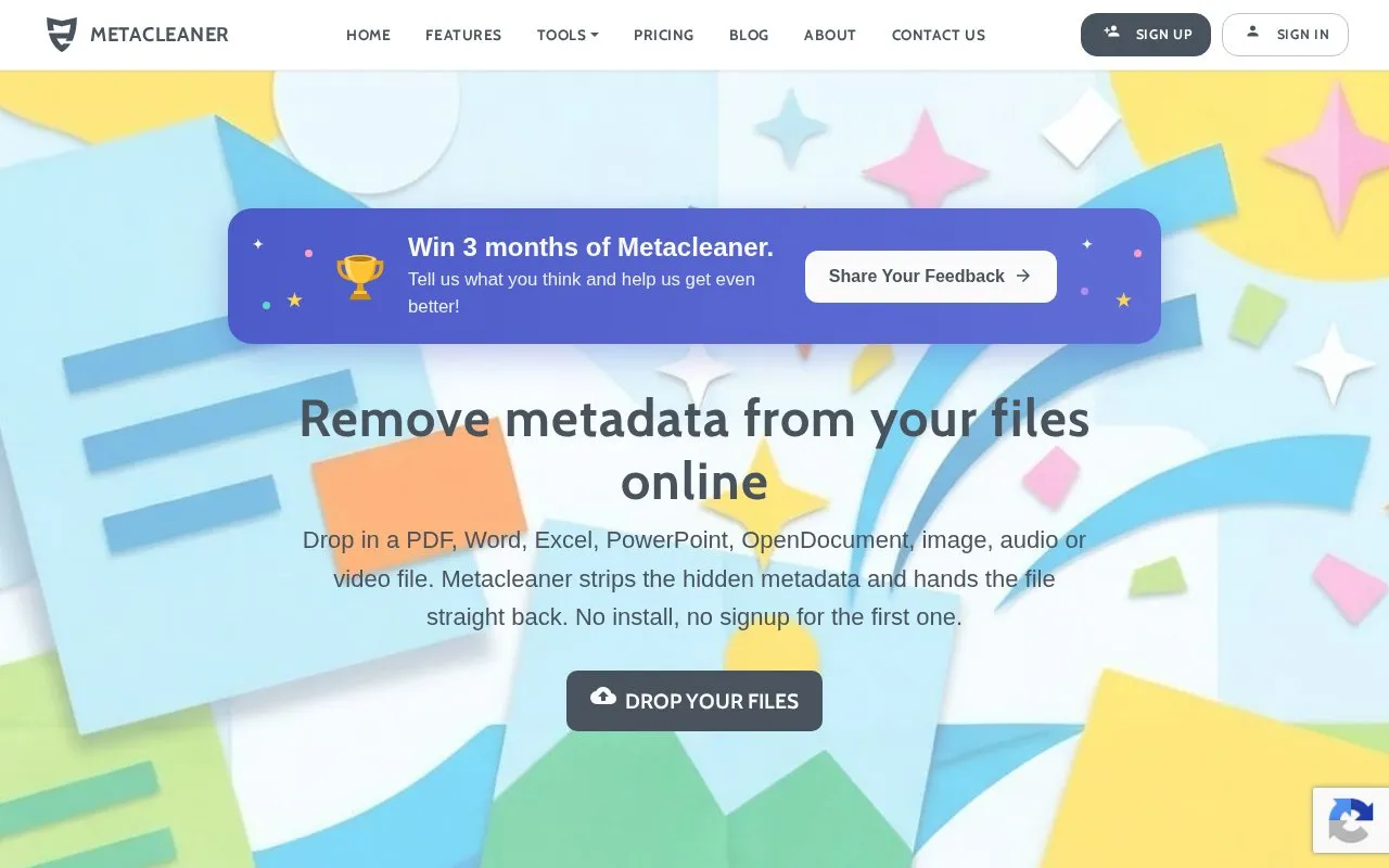 Metacleaner.com homepage screenshot