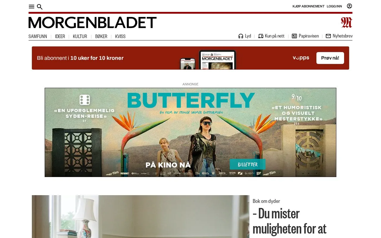 morgenbladet homepage screenshot