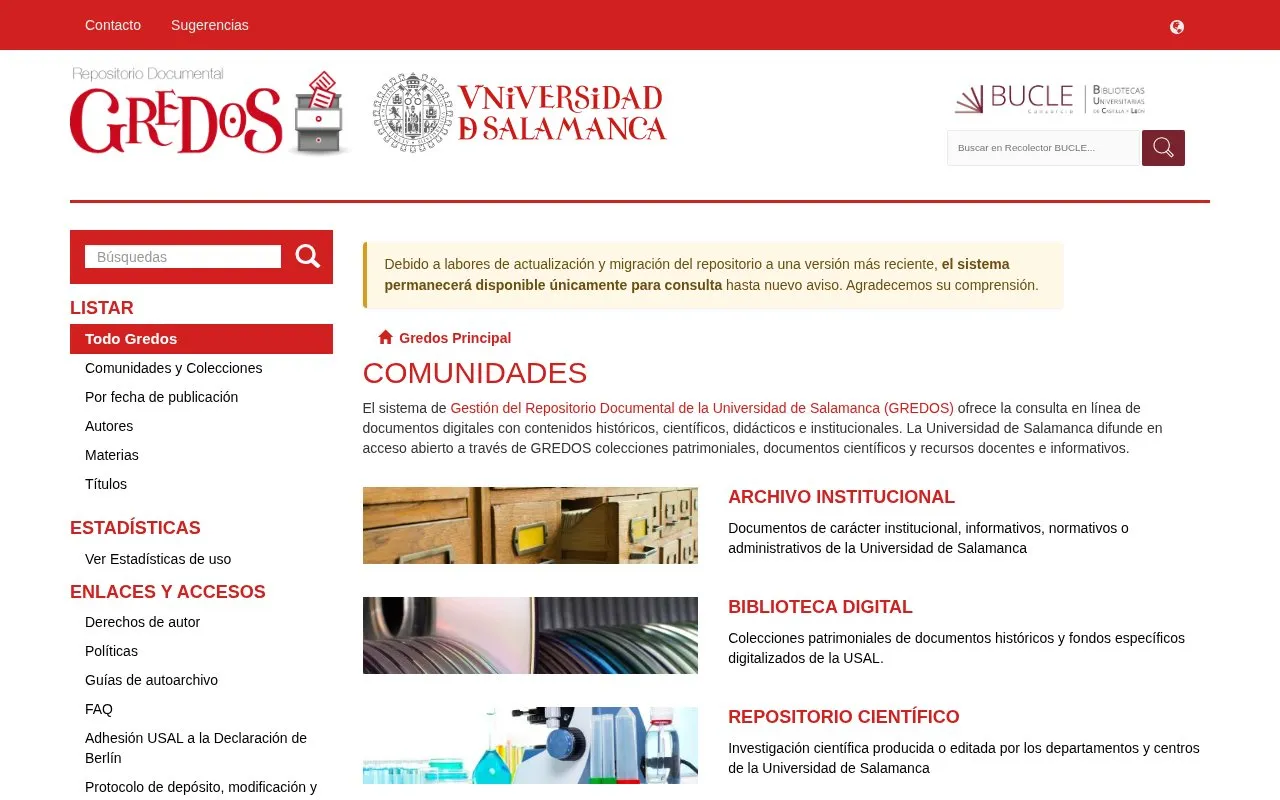 GREDOS homepage screenshot
