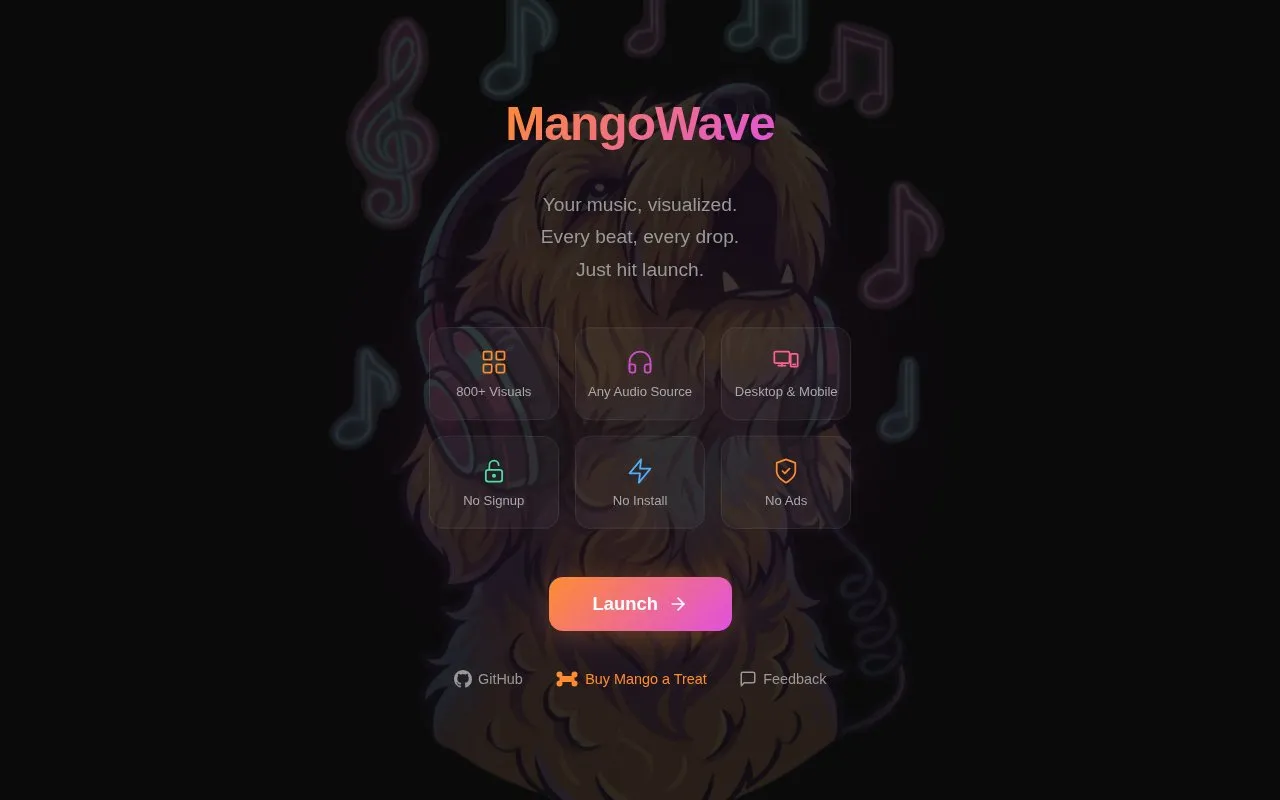 MangoWave homepage screenshot