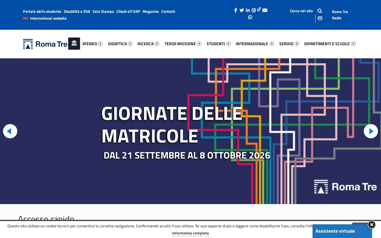 Universita degli Studi Roma Tre homepage screenshot