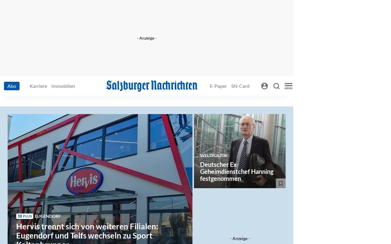 Salzburger Nachrichten homepage screenshot