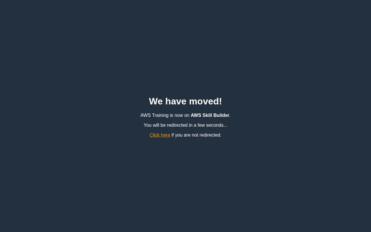 AWS Training homepage screenshot
