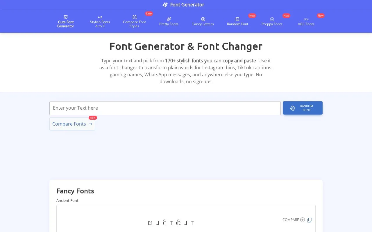 FontGenerator.cc homepage screenshot