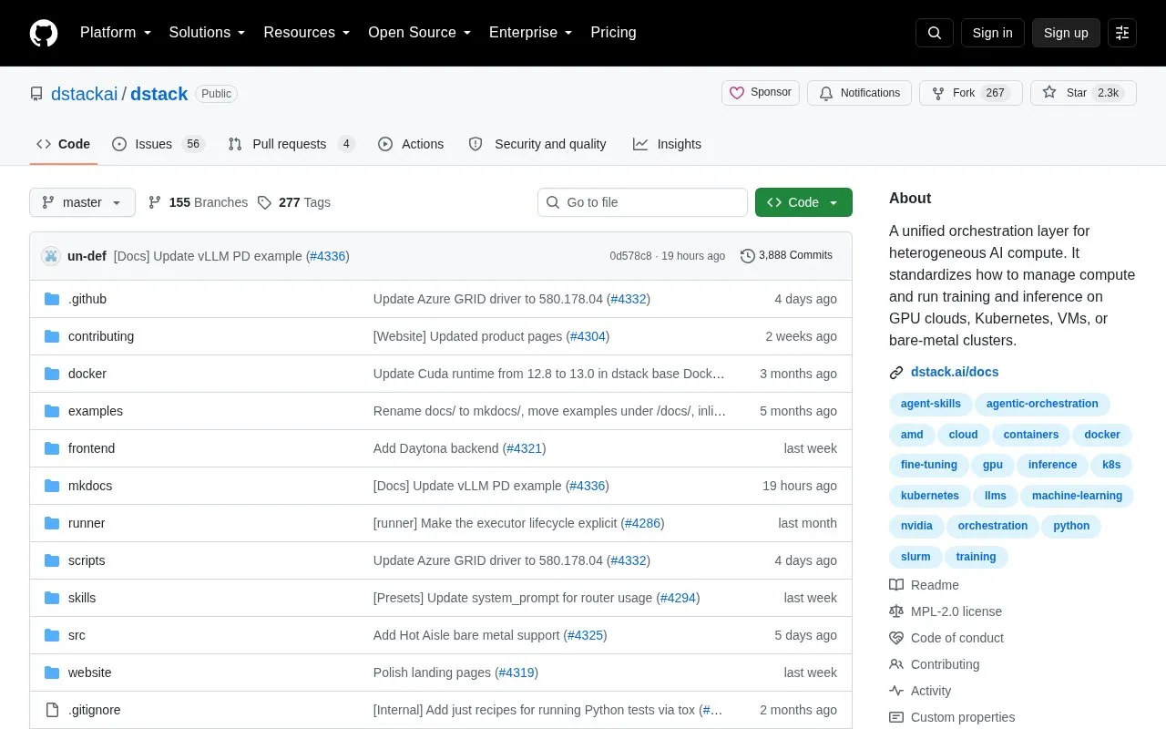dstack homepage screenshot