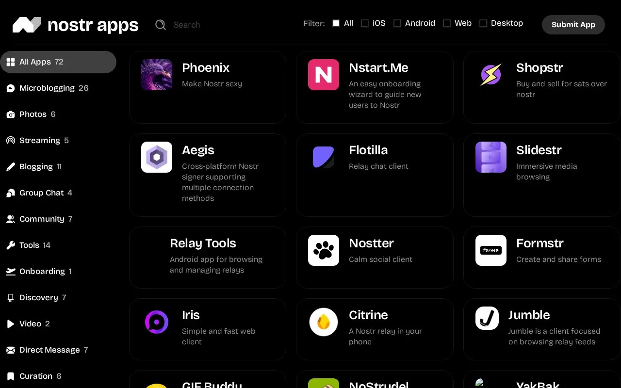 Apps homepage screenshot